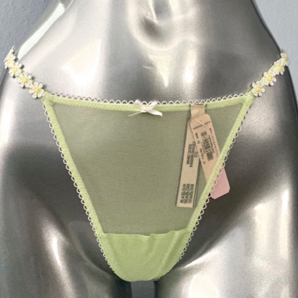 Victorias Secret Nwt Dream Angels Green Floral Strap Mesh G V String Panty - Picture 3 of 3